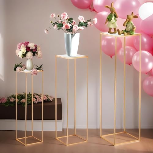 Kapaga 3pcs Gold Metal Plant Stand Display