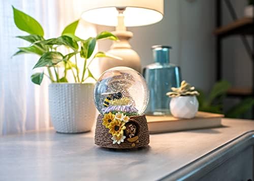 Elanze Designs Musical Snow Globe with Honey Bee Hive