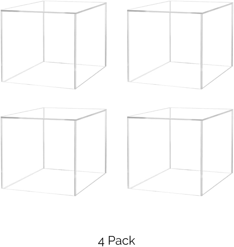 4 Pack Clear Acrylic Display Box Art Sculpture Pedestal