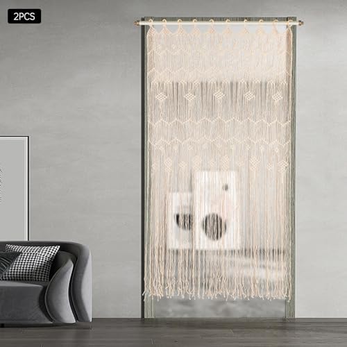 Boho Macrame Curtain 2pcs for Window or Door