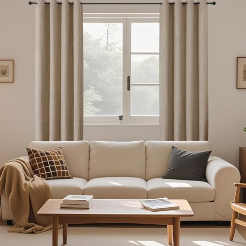 CUCRAF Blackout Curtains 2 Panels Set 52x84 Inch Linen Grommet