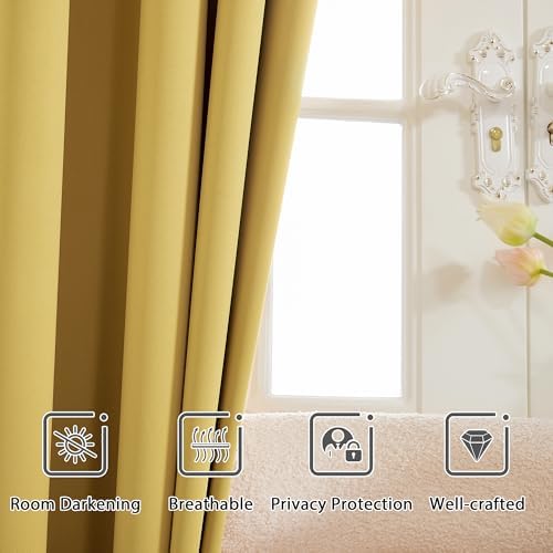 LCOOMZEN Blackout Curtains 84 Inch Long 2 Panels Set