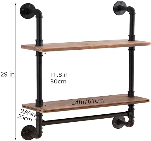 ROGMARS 2 Tier Floating Wall Shelving with Towel Bar