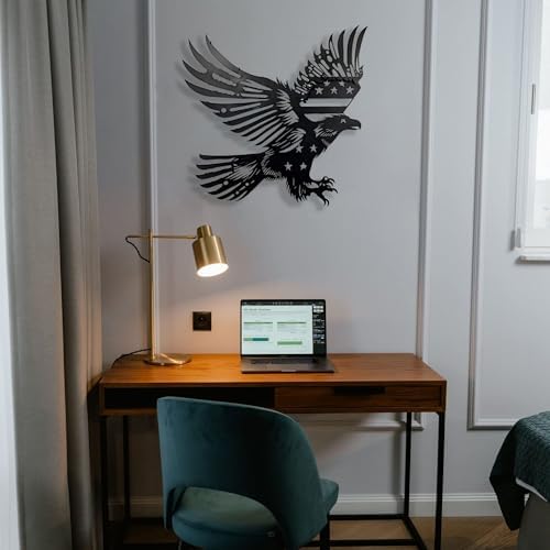 Patriotic Bald Eagle American Flag Metal Wall Art 20 Inches
