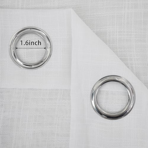 White Sheer Curtains 80 Inch Farmhouse Style 2 Panels Grommet Top