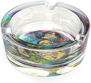 Cute Glass Ashtray with Cartoon Design Yellow