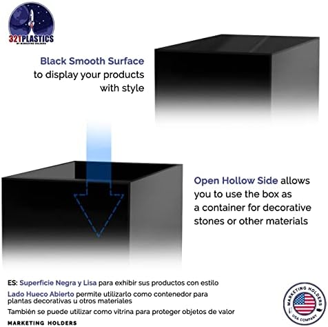 12x12x42 Inch Black Lucite Display Cube Pedestal