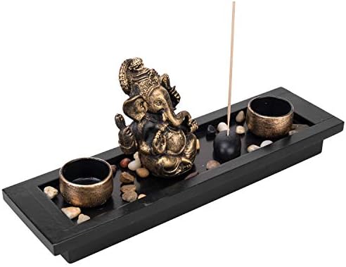 MyGift Mini Zen Garden with Ganesh Statue and Candles