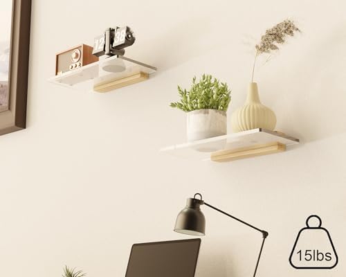 Solid Wood Acrylic Floating Shelf for Room Decor