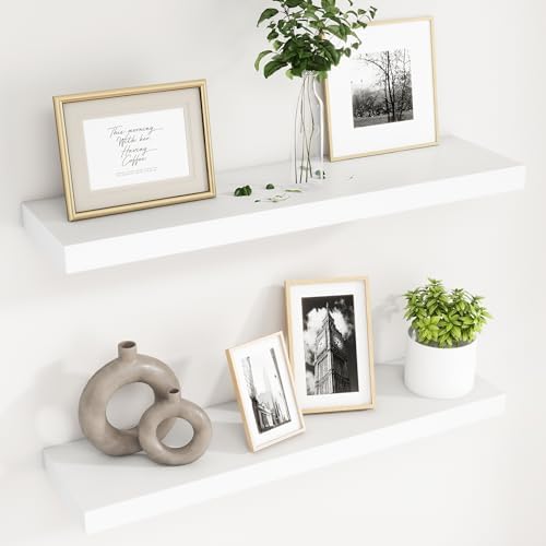 Fuqing 30 Inch White Floating Shelves Set of 2