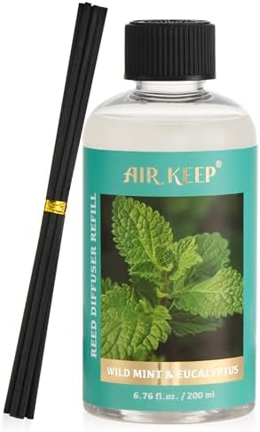 Airkeep Reed Diffuser Oil Refill with Sticks Wild Mint Eucalyptus