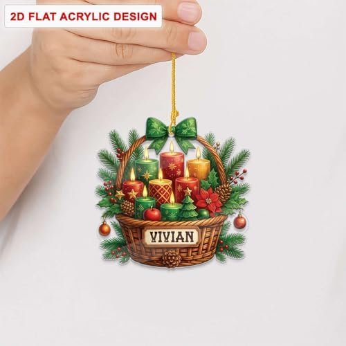 Custom Name Candle Hanging Decoration for Christmas