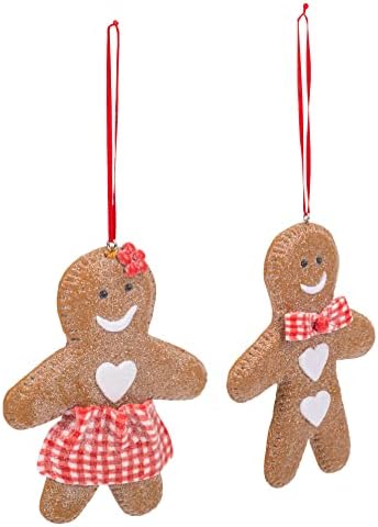Gingerbread Man and Woman Ornaments Set of 2