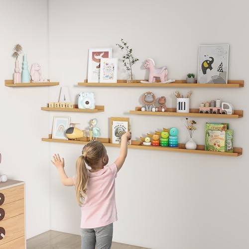 FLYJOE Floating Shelves Set of 2 48 Inch Natural Oak