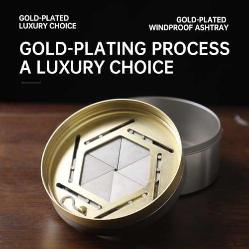 Premium Gold Plated Windproof Cigar Ashtray