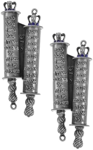 Luxshiny Pewter Mezuzah with Scroll Door Decor