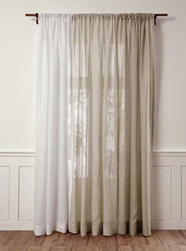 Solino Home Flax Linen Sheer Curtain 45 Inch Panel
