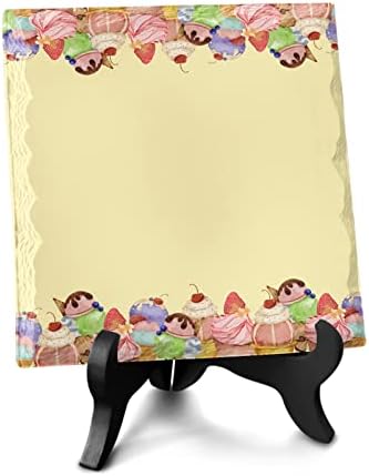 Retro Burlap Ice Cream Ceramic Ornament 63x63