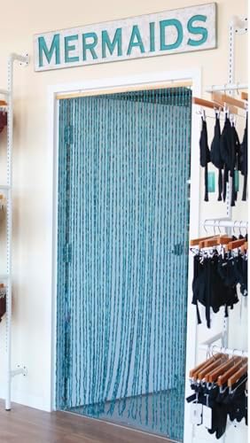BeadedString Natural Wood and Bamboo Beaded Curtain