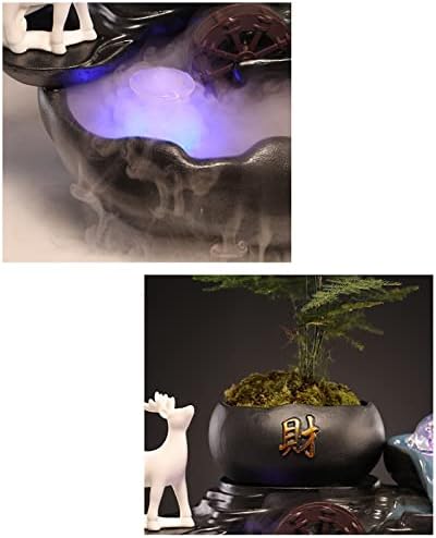 Black Ceramic Table Fountain with Mist and Animal Sculpture