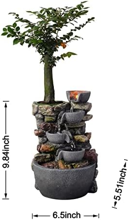 Haobos Indoor Fountain 4-Bowl Rockery Tabletop Decor