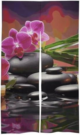 Flowers in Fountain Massage Stones Door Curtain Panel
