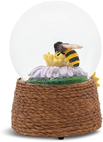 Elanze Designs Musical Snow Globe with Honey Bee Hive
