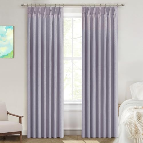Light Grey Blackout Linen Curtains 2 Panels Set 72 Inches Length