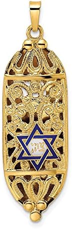 FJC Finejewelers 14kt Yellow Gold Mezuzah Star Charm 42x12mm