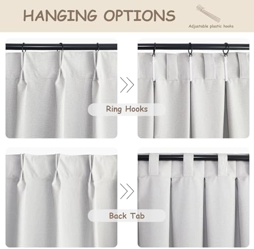 Light Grey Blackout Linen Curtains 2 Panels Set 72 Inches Length