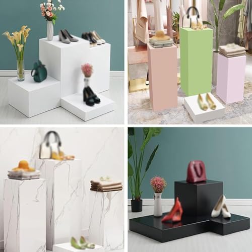 OMESDA Square Pedestal Column Display Stand Black 30x30x20cm