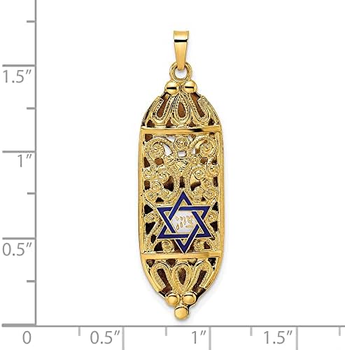 FJC Finejewelers 14kt Yellow Gold Mezuzah Star Charm 42x12mm
