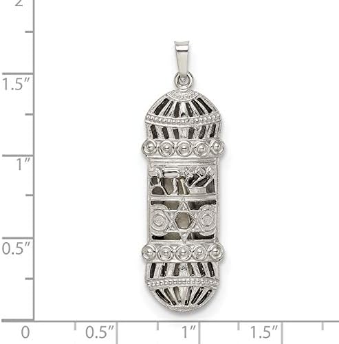 Sterling Silver Fancy Mezuzah Pendant 1