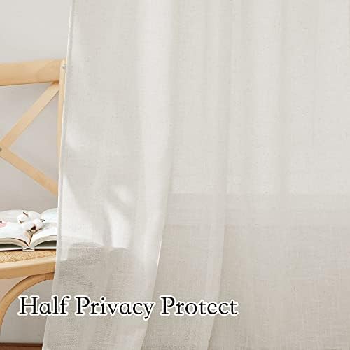 RYB HOME Linen Sheer Curtains - 52 x 72 2 Panels