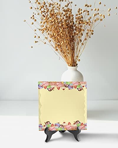 Retro Burlap Ice Cream Ceramic Ornament 63x63