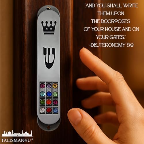 TALISMAN4U Pewter Mezuzah with Scroll 35 Inch Judaica Door Cover
