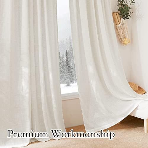 RYB HOME Linen Sheer Curtains - 52 x 72 2 Panels