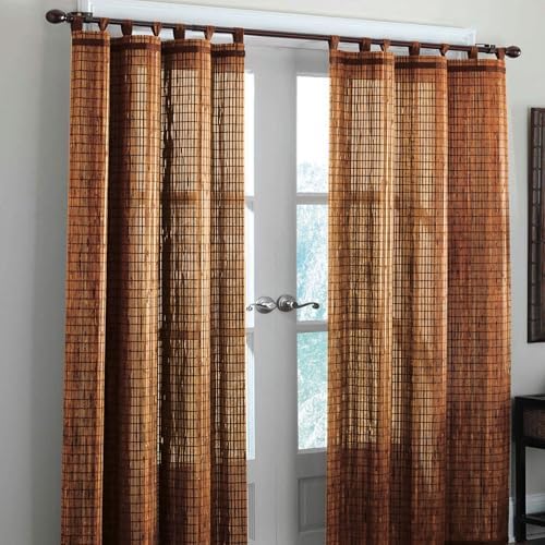 BrylaneHome Tab-Top Panel Curtain Honey Oak Brown 42x63