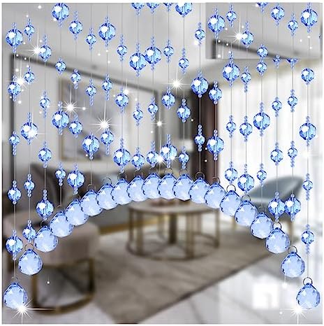 GVILTY Blue Crystals Beaded Curtain Door Divider 31 Inch