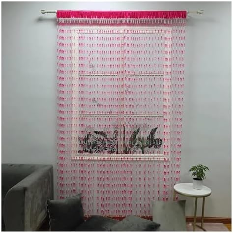 Bright Button Beaded Fringe Door Curtain Panel