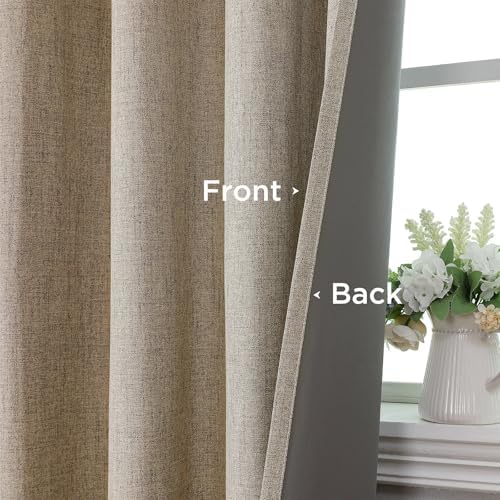 CUCRAF Blackout Curtains 2 Panels Set 52x84 Inch Linen Grommet