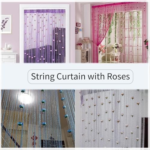 Generic String Curtain with Roses - Doorway Privacy Decor Yellow