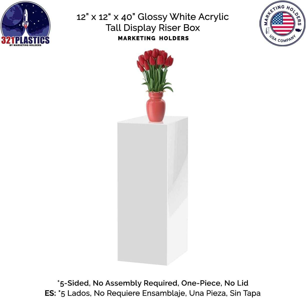 2 Pack White Acrylic Pedestal Flower Display Tower