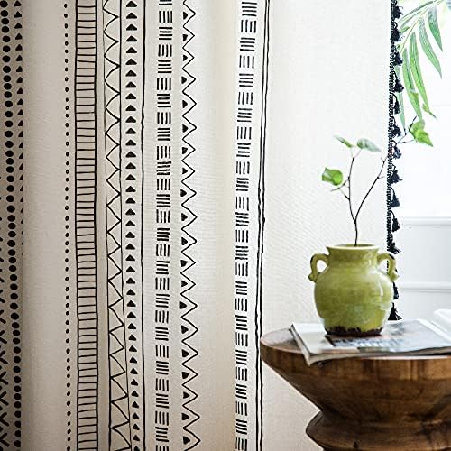 Deeprove Boho Curtain Panel with Black Tassels