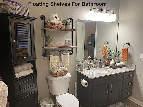 ROGMARS 2 Tier Floating Wall Shelving with Towel Bar