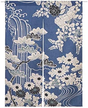 Cotton Linen Japanese Noren Curtain 335x472 Inch Chrysanthemum