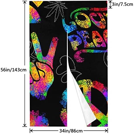 Jumusi Entrance Door Curtain 34x56 Rainbow Peace Love Sign