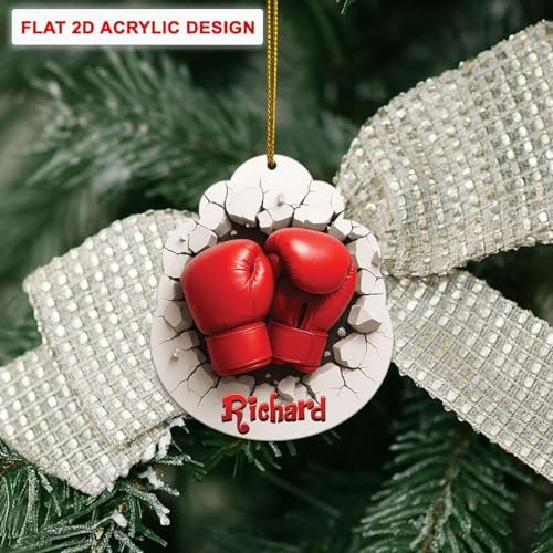 2D Boxing Breakthrough Wall Ornament Personalized Name Christmas Hanging Decor