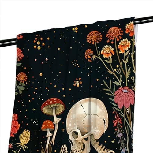 Mushroom Skeleton Curtains for Kids Bedroom