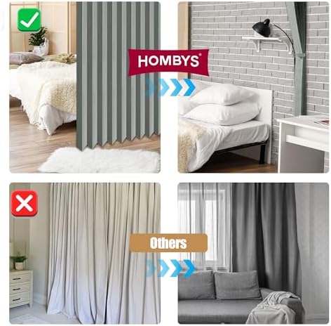 HOMBYS Magnetic Door Curtain 2 Panel Grey 40x78 Inches